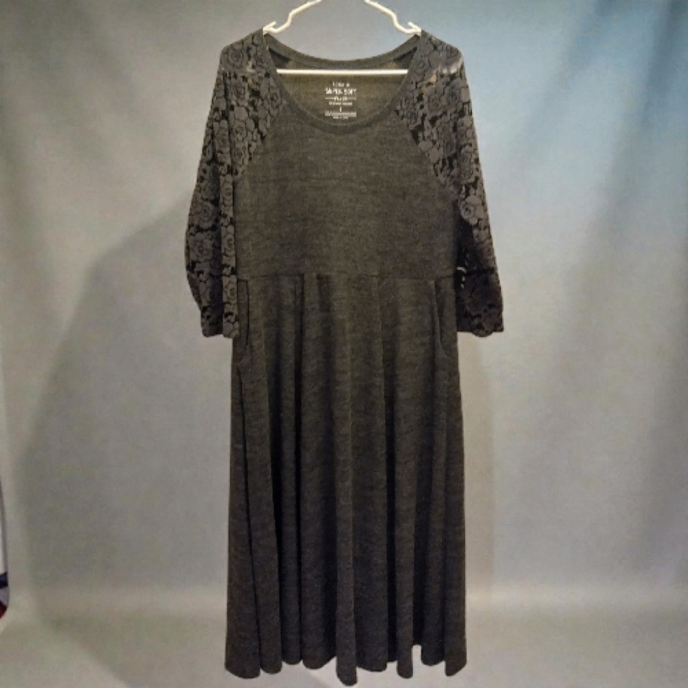 Torrid Charcoal Lace Sleeve Dress